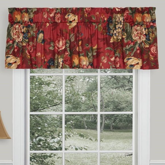 Two Vintage Custom Waverly Valances - Red Floral Window Treatments - Picture 10 of 10